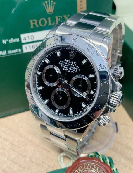 Rolex Cosmograph Daytona Steel Bezel Black Dial Men's Watch 116520-0015